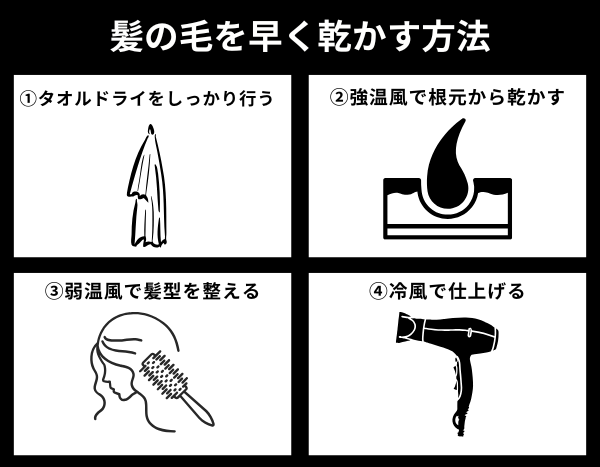 髪の毛を早く乾かす方法