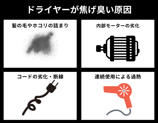 ドライヤーが焦げ臭い原因