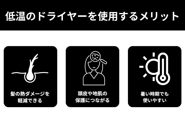 低温のドライヤーを使用するメリットが分かる画像