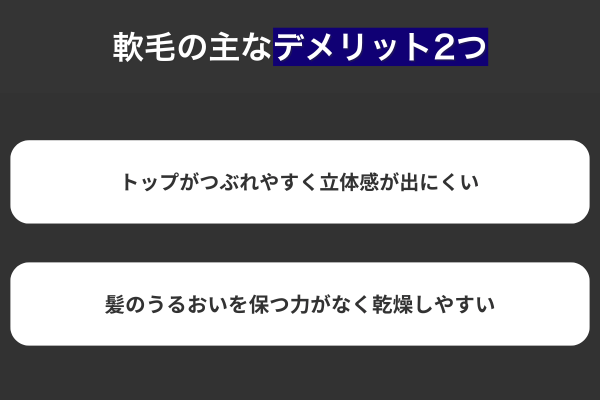 軟毛の主なデメリット2つ