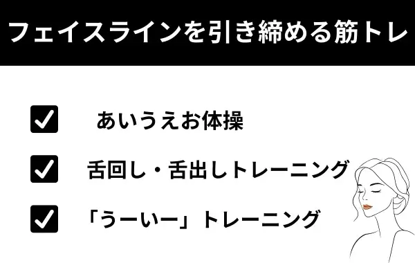 フェイスラインを引き締める筋トレが分かる画像