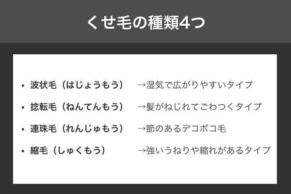 くせ毛の種類4つ