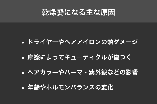 乾燥髪になる主な原因