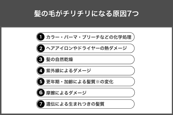 髪の毛がチリチリになる原因7つ