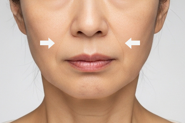 ほうれい線を示している