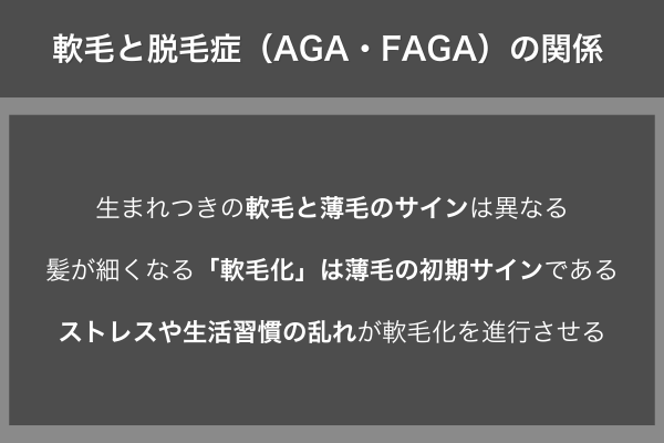 軟毛と脱毛症(AGA・FAGA)の関係