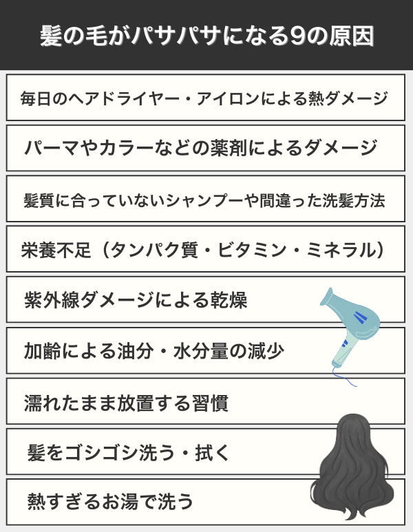 髪の毛がパサパサになる9の原因