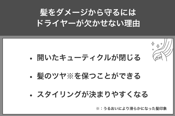 髪をダメージから守るにはドライヤーが欠かせない理由