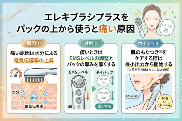 エレキブラシプラスをパックの上から使うと痛い原因