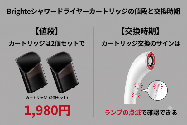 Brighteシャワードライヤーカートリッジの値段と交換時期