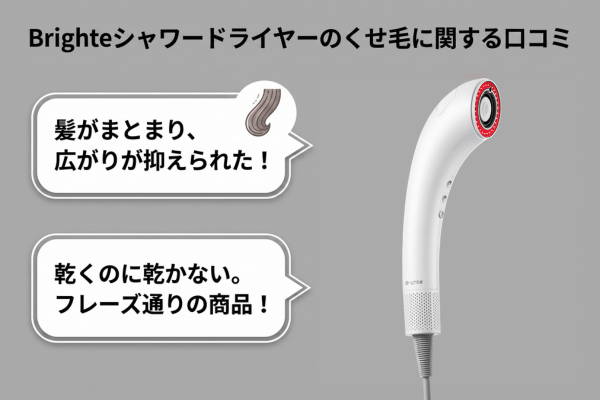 Brighteシャワードライヤーのくせ毛に関する口コミ