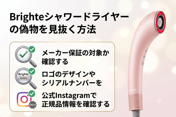 Brighteシャワー ドライヤーの偽物を見抜く方法
